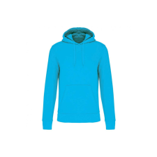 KARIBAN Férfi organikus kapucnis pulóver, Kariban KA4027, Sea Turquoise-L férfi pulóver, kardigán