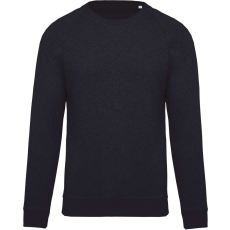 KARIBAN Férfi organikus környakas raglános pulóver, Kariban KA480, French Navy Heather-XL