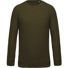 KARIBAN Férfi organikus környakas raglános pulóver, Kariban KA480, Mossy Green-2XL férfi pulóver, kardigán