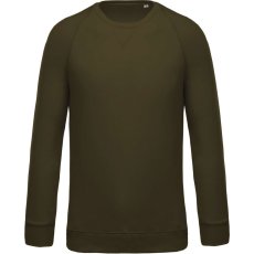 KARIBAN Férfi organikus környakas raglános pulóver, Kariban KA480, Mossy Green-XL