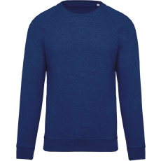 KARIBAN Férfi organikus környakas raglános pulóver, Kariban KA480, Ocean Blue Heather-L