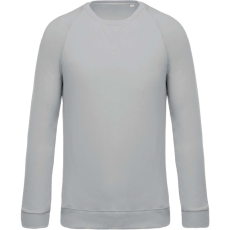 KARIBAN Férfi organikus környakas raglános pulóver, Kariban KA480, Snow Grey-3XL
