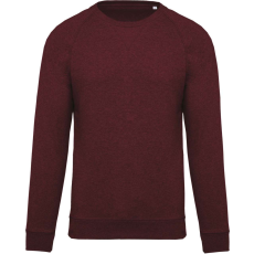 KARIBAN Férfi organikus környakas raglános pulóver, Kariban KA480, Wine Heather-M