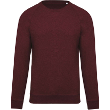 KARIBAN Férfi organikus környakas raglános pulóver, Kariban KA480, Wine Heather-S férfi pulóver, kardigán
