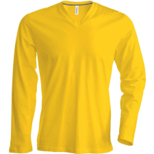 KARIBAN Férfi póló Kariban KA358 Hosszú Ujjú v-nyakú póló -M, Yellow férfi póló