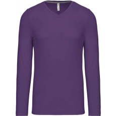 KARIBAN Férfi póló Kariban KA358 Hosszú Ujjú v-nyakú póló -S, Purple