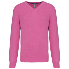 KARIBAN Férfi prémium V-nyakú pulóver, Kariban KA982, Candy Pink Heather-S