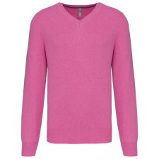 KARIBAN Férfi prémium V-nyakú pulóver, Kariban KA982, Candy Pink Heather-XS férfi pulóver, kardigán