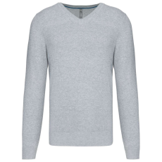 KARIBAN Férfi prémium V-nyakú pulóver, Kariban KA982, Light Grey Heather-3XL