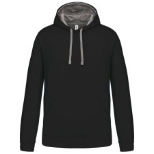 KARIBAN Férfi pulóver kontrasztos bélésű kapucnival, Kariban KA446, Black/Fine Grey-4XL férfi pulóver, kardigán