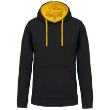 KARIBAN Férfi pulóver kontrasztos bélésű kapucnival, Kariban KA446, Black/Yellow-XS férfi pulóver, kardigán