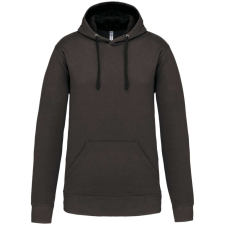 KARIBAN Férfi pulóver kontrasztos bélésű kapucnival, Kariban KA446, Dark Grey/Black-2XL férfi pulóver, kardigán