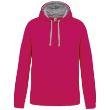 KARIBAN Férfi pulóver kontrasztos bélésű kapucnival, Kariban KA446, Fuchsia/Fine Grey-XL férfi pulóver, kardigán