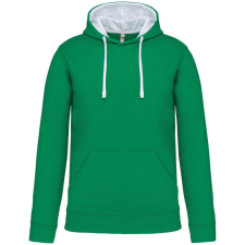 KARIBAN Férfi pulóver kontrasztos bélésű kapucnival, Kariban KA446, Light Kelly Green/White-L férfi pulóver, kardigán