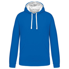 KARIBAN Férfi pulóver kontrasztos bélésű kapucnival, Kariban KA446, Light Royal Blue/White-3XL
