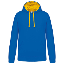 KARIBAN Férfi pulóver kontrasztos bélésű kapucnival, Kariban KA446, Light Royal Blue/Yellow-3XL férfi pulóver, kardigán