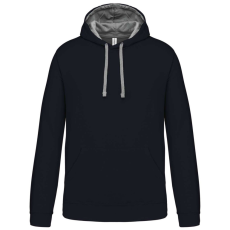 KARIBAN Férfi pulóver kontrasztos bélésű kapucnival, Kariban KA446, Navy/Fine Grey-XS