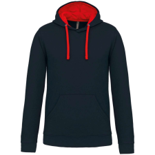 KARIBAN Férfi pulóver kontrasztos bélésű kapucnival, Kariban KA446, Navy/Red-4XL férfi pulóver, kardigán