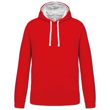 KARIBAN Férfi pulóver kontrasztos bélésű kapucnival, Kariban KA446, Red/White-2XL férfi pulóver, kardigán