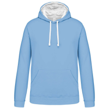 KARIBAN Férfi pulóver kontrasztos bélésű kapucnival, Kariban KA446, Sky Blue/White-4XL férfi pulóver, kardigán