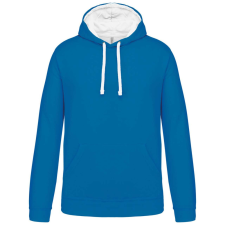 KARIBAN Férfi pulóver kontrasztos bélésű kapucnival, Kariban KA446, Tropical Blue/White-4XL férfi pulóver, kardigán