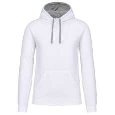 KARIBAN Férfi pulóver kontrasztos bélésű kapucnival, Kariban KA446, White/Fine Grey-S
