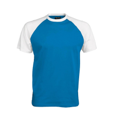 KARIBAN Férfi raglán ujjú kétszínű baseball póló, Kariban KA330, Aqua Blue/White-M