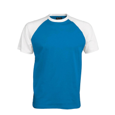 KARIBAN Férfi raglán ujjú kétszínű baseball póló, Kariban KA330, Aqua Blue/White-S férfi póló