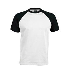 KARIBAN Férfi raglán ujjú kétszínű baseball póló, Kariban KA330, White/Black-L férfi póló