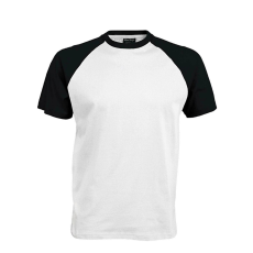 KARIBAN Férfi raglán ujjú kétszínű baseball póló, Kariban KA330, White/Black-XL