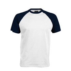 KARIBAN Férfi raglán ujjú kétszínű baseball póló, Kariban KA330, White/Navy-3XL