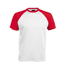 KARIBAN Férfi raglán ujjú kétszínű baseball póló, Kariban KA330, White/Red-2XL férfi póló