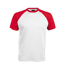 KARIBAN Férfi raglán ujjú kétszínű baseball póló, Kariban KA330, White/Red-S