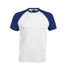 KARIBAN Férfi raglán ujjú kétszínű baseball póló, Kariban KA330, White/Royal Blue-L férfi póló
