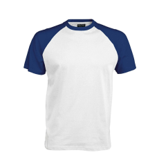 KARIBAN Férfi raglán ujjú kétszínű baseball póló, Kariban KA330, White/Royal Blue-S