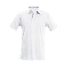 KARIBAN Férfi rövid ujjú galléros piké póló, Kariban KA241, White-L