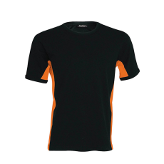KARIBAN Férfi rövid ujjú - TIGER - kétszínű póló, Kariban KA340, Black/Orange-L