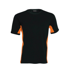 KARIBAN Férfi rövid ujjú - TIGER - kétszínű póló, Kariban KA340, Black/Orange-XL férfi póló