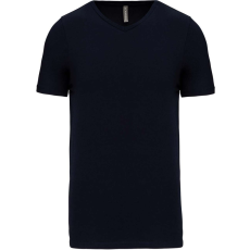 KARIBAN férfi rövid ujjú V-nyakú sztreccs póló KA3014, Navy-3XL