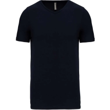 KARIBAN férfi rövid ujjú V-nyakú sztreccs póló KA3014, Navy-XL férfi póló