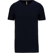 KARIBAN Férfi rövid ujjú V-nyakú sztreccs póló, Kariban KA3014, Navy-3XL férfi póló