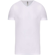 KARIBAN Férfi rövid ujjú V-nyakú sztreccs póló, Kariban KA3014, White-XL férfi póló