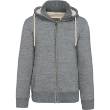 KARIBAN Férfi sherpával bélelt cipzáras kapucnis pulóver, Kariban KV2312, Slub Grey Heather-S férfi pulóver, kardigán