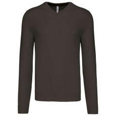 KARIBAN Férfi V-nyakú keskeny szabású pulóver, Kariban KA965, Dark Grey-XL