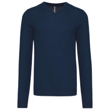 KARIBAN Férfi V-nyakú keskeny szabású pulóver, Kariban KA965, Navy-XL férfi pulóver, kardigán