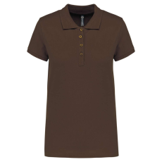 KARIBAN galléros Női piké póló, rövid ujjú KA255, Chocolate-XS