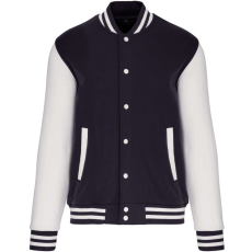 KARIBAN Gyermek patentos dzseki csíkos szélekkel, Kariban KA498, Navy/White-12/14