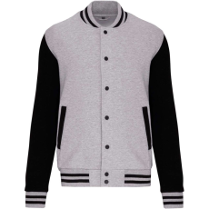 KARIBAN Gyermek patentos dzseki csíkos szélekkel, Kariban KA498, Oxford Grey/Black-6/8
