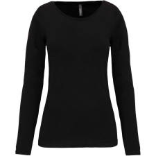 KARIBAN hosszú ujjú Női kereknyakú sztreccs póló KA3017, Black-XL női póló
