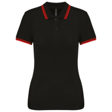 KARIBAN KA273 LADIE&- 039;S 2 STRIPED SHORT SLEEVED POLOSHIRT L